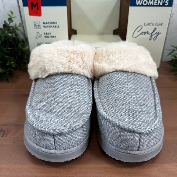 Dearfoams Women’s Memory Foam Grey Slippers Size M (7-8) - Picture 3 of 5